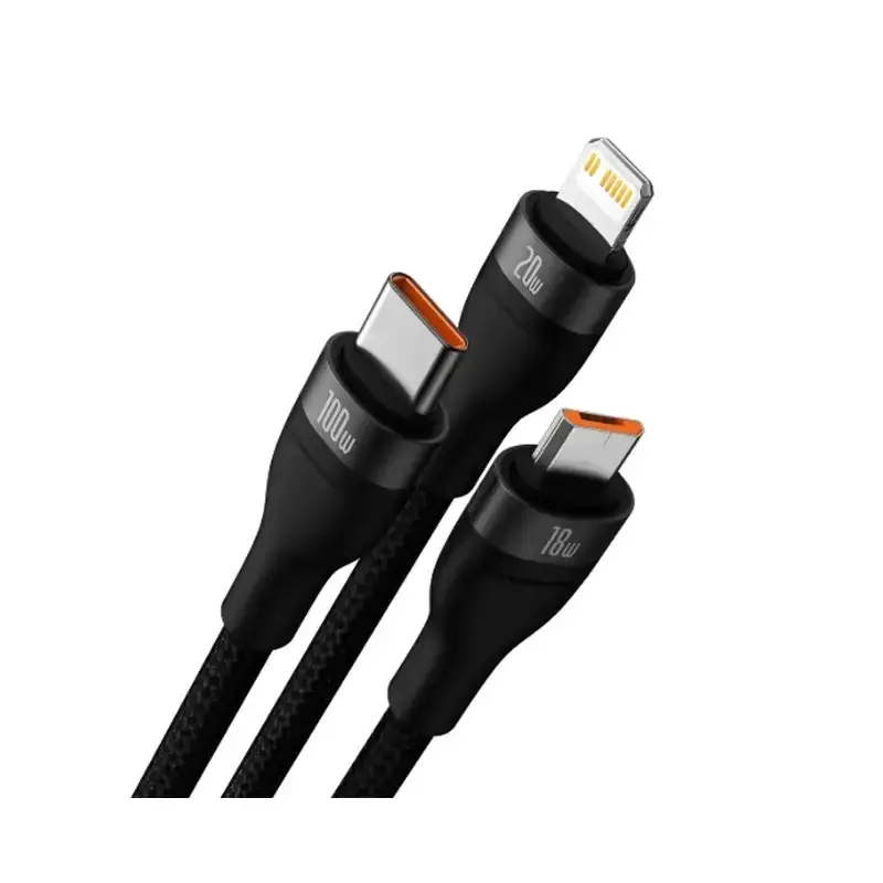 کابل شارژ 3 در 1 باسئوس مدل Flash Series 2 طول  1.2  متر 100 وات